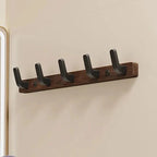 Coat Hook Wall-Mounted Wood Base & Metal Hooks
