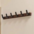 Coat Hook Wall-Mounted Wood Base & Metal Hooks