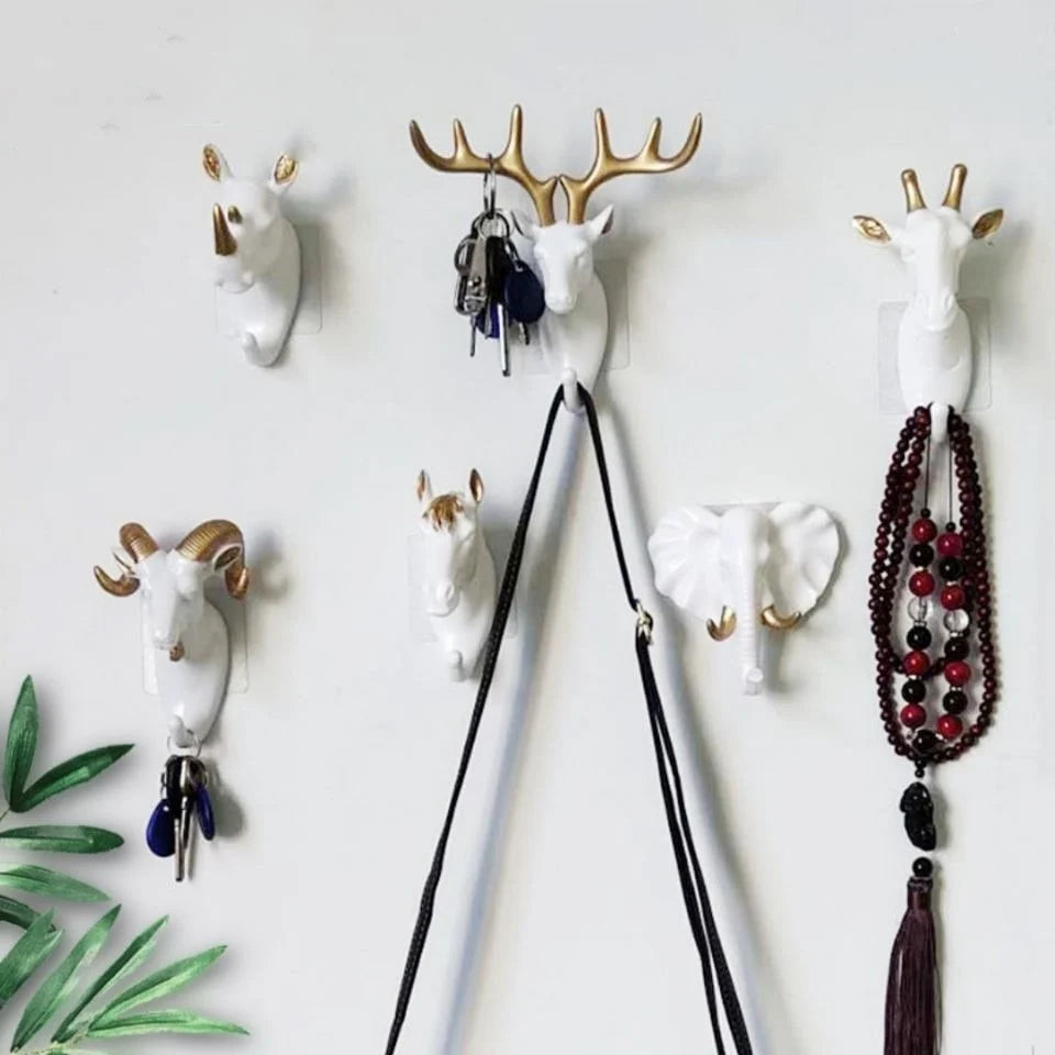 Coat & Key Hook Resin Animal Head Adhesive Backing