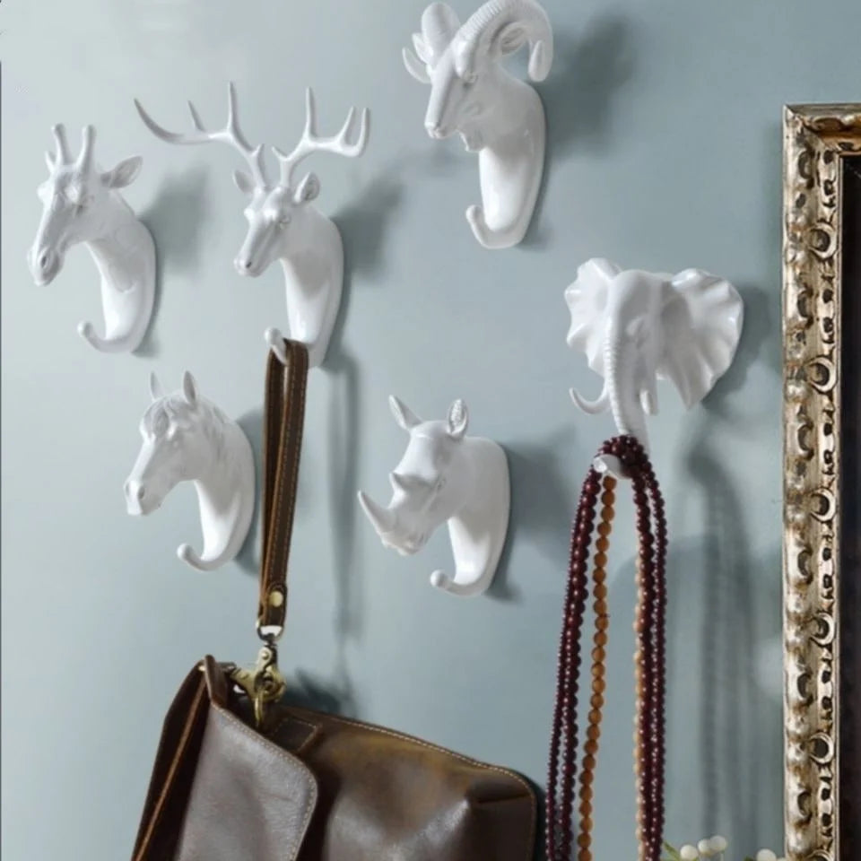 Coat & Key Hook Resin Animal Head Adhesive Backing