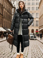 Coat Long Quilted Insulated Cotton-Polyester