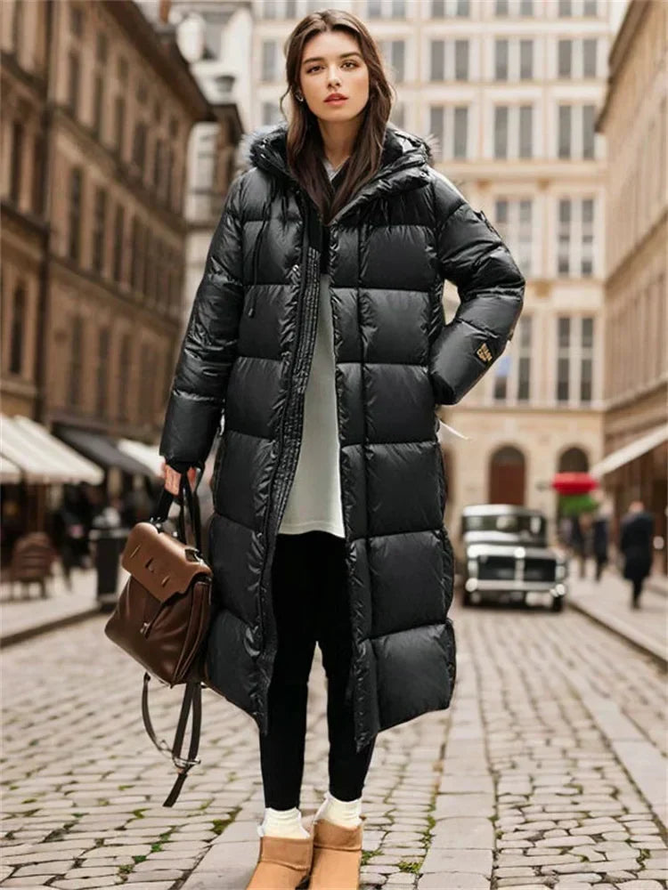 Coat Long Quilted Insulated Cotton-Polyester