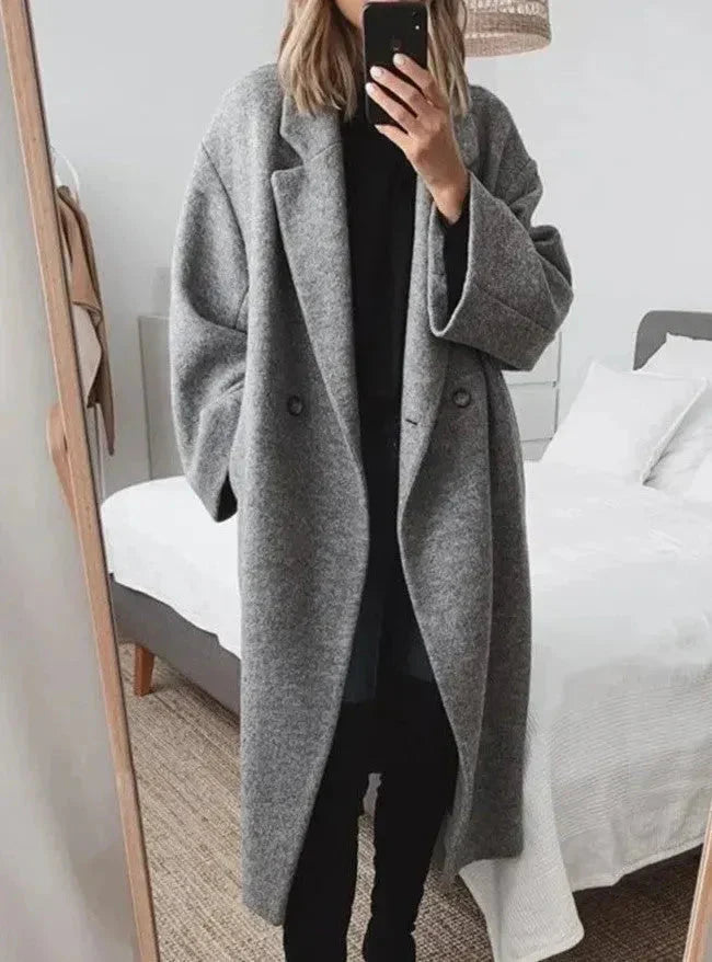Coat Oversized Lapel Collar Wrinkle Resistant