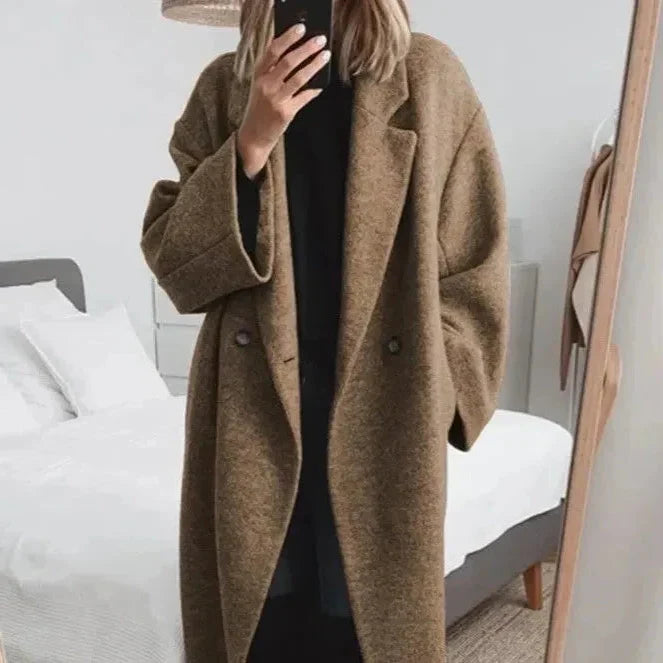Coat Oversized Lapel Collar Wrinkle Resistant