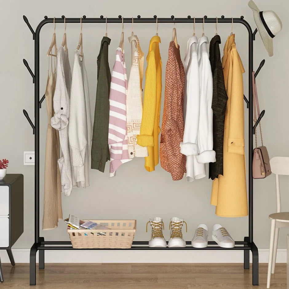 Coat Rack Freestanding Steel Frame & Multiple Hooks