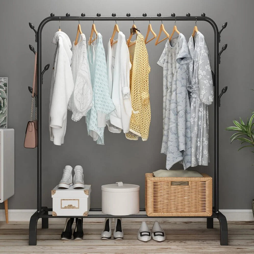 Coat Rack Freestanding Steel Frame & Multiple Hooks