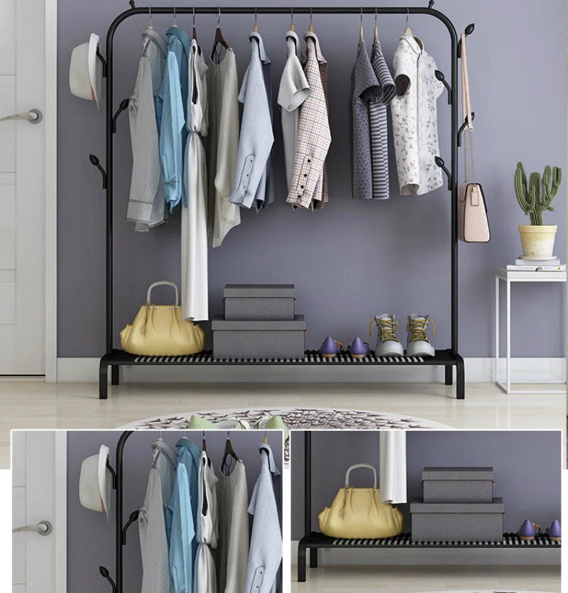 Coat Rack Freestanding Steel Frame & Multiple Hooks