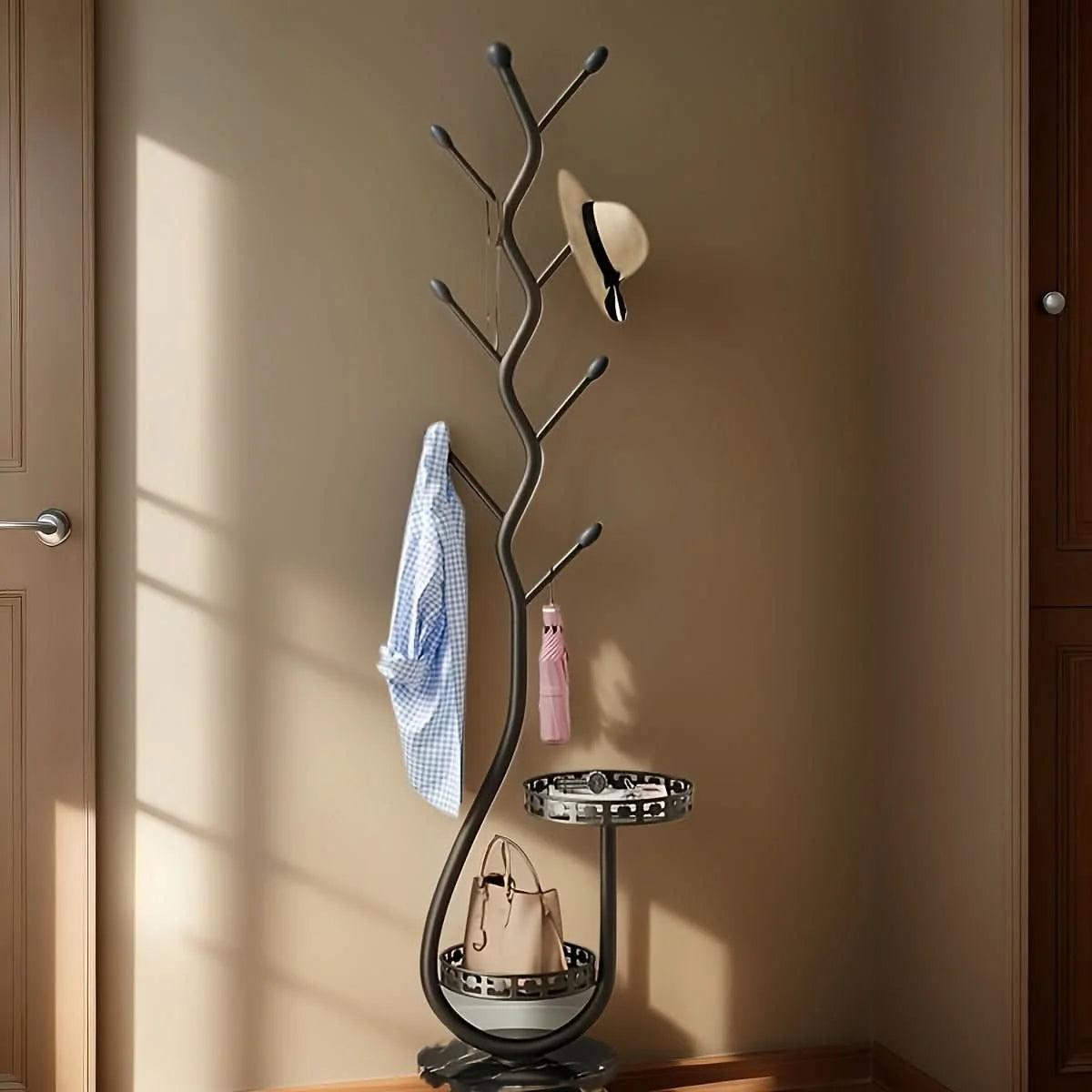 Coat Rack Iron Freestanding & Space-Saving 66 lb Capacity