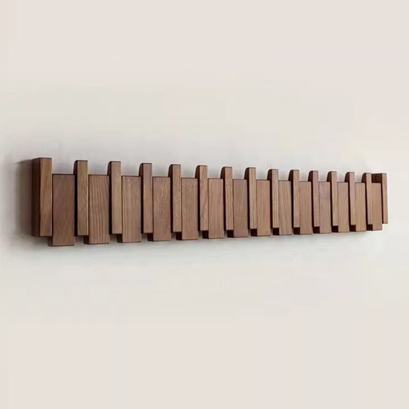 Coat Rack Piano-Inspired Foldable Hooks Walnut & Beech