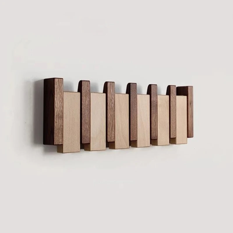 Coat Rack Piano-Inspired Foldable Hooks Walnut & Beech