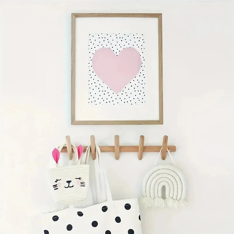 Coat Rack Solid Oak Wall-Mounted Rounded Pegs
