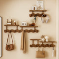 Coat Rack Wall-Mounted Bamboo Shelf & Hooks