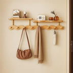 Coat Rack Wall-Mounted Bamboo Shelf & Hooks
