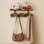 Coat Rack Wall-Mounted Bamboo Shelf & Hooks