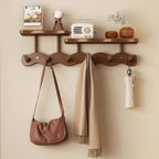Coat Rack Wall-Mounted Bamboo Shelf & Hooks