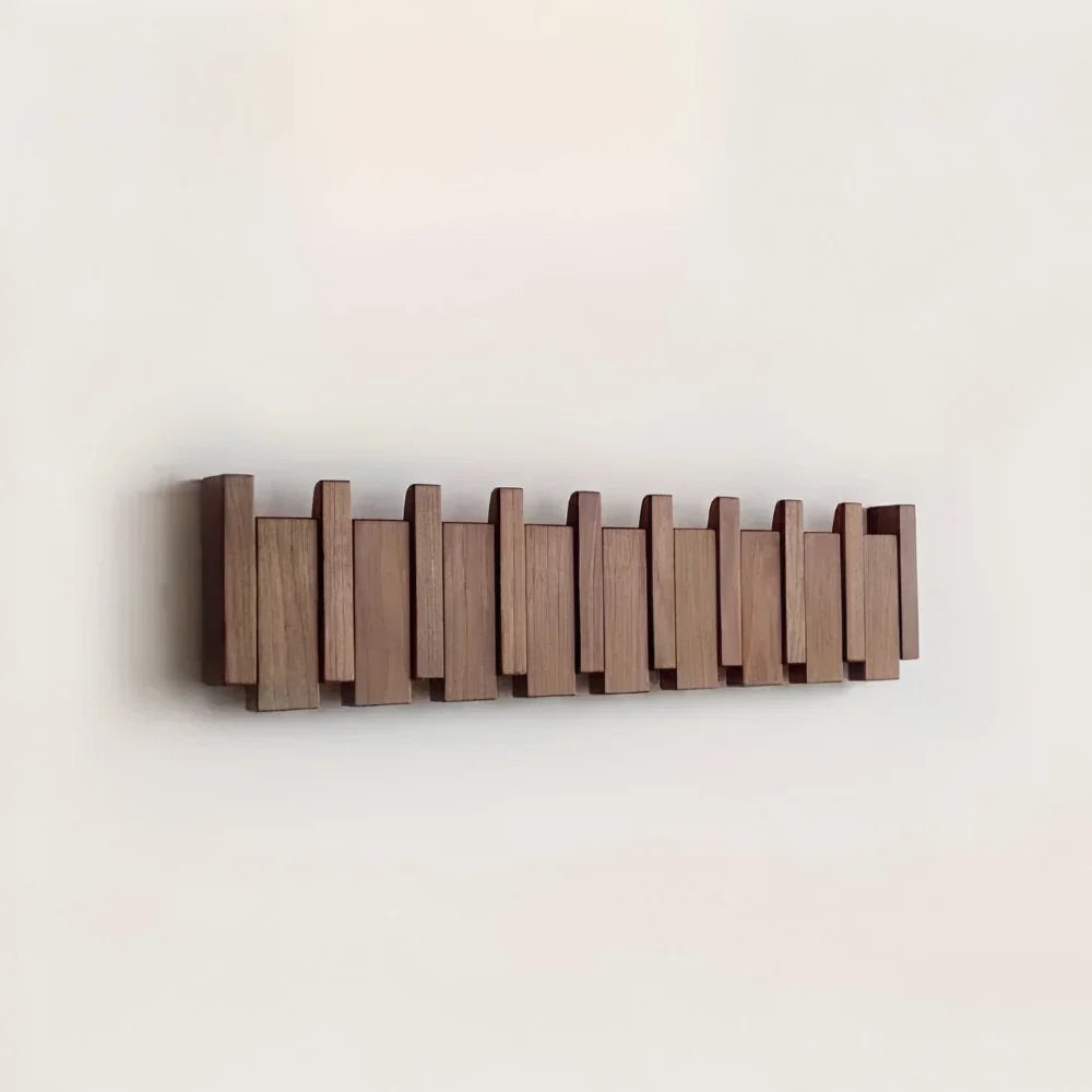 Coat Rack Wall-Mounted Folding Hooks Solid Wood