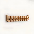 Coat Rack Wall-Mounted Folding Hooks Solid Wood