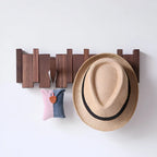 Coat Rack Wall-Mounted Folding Hooks Solid Wood