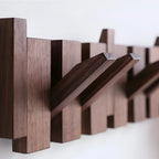 Coat Rack Wall-Mounted Folding Hooks Solid Wood
