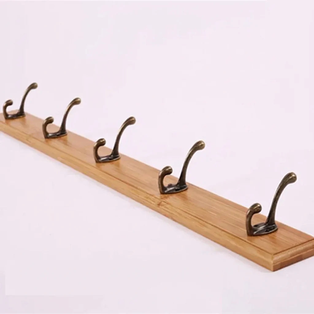 Coat Rack Wall-Mounted Solid Wood 4 Or 5 Hooks