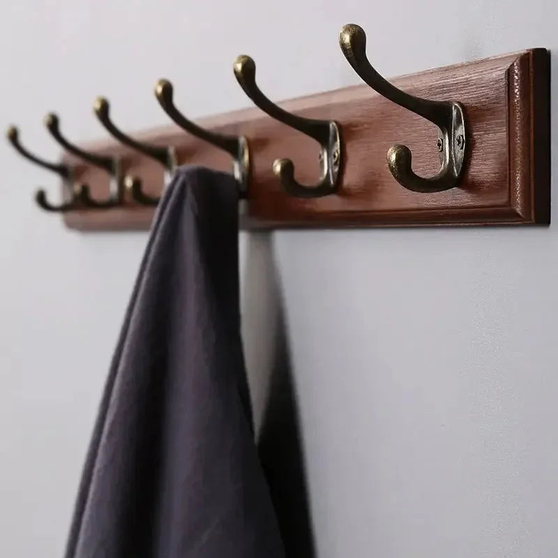 Coat Rack Wall-Mounted Solid Wood 4 Or 5 Hooks