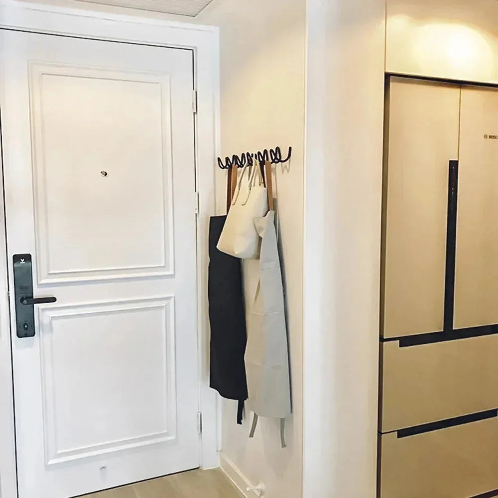 Coat Rack Wavy Wrought Iron 3 Or 5 Hooks