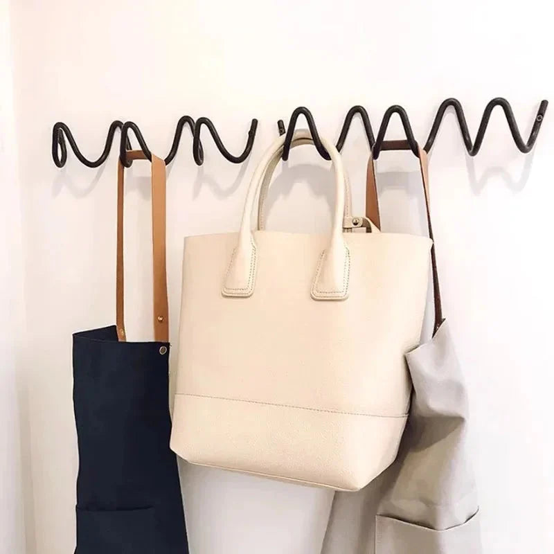 Coat Rack Wavy Wrought Iron 3 Or 5 Hooks