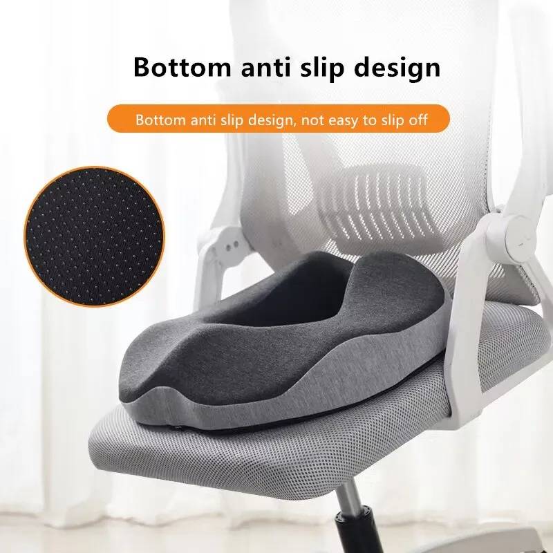 Coccyx Seat Cushion Memory Foam Removable Cover & Non-Slip Base