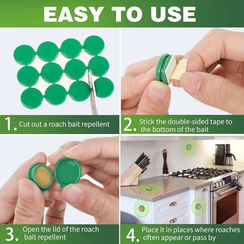 Cockroach Bait Discs Slow-Acting Colony-Killing Child & Pet Safe