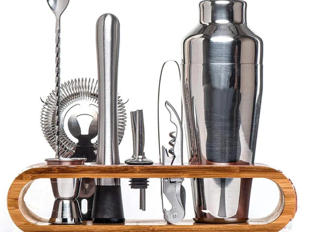 Cocktail Bar Set Stainless Steel Ergonomic Handles 10-Piece