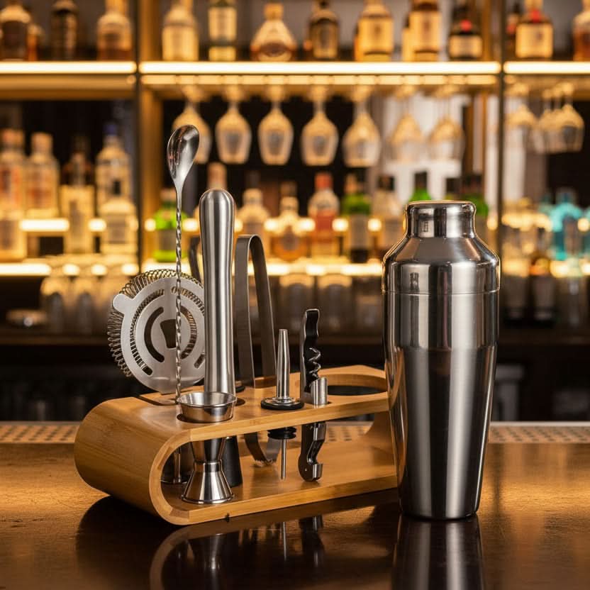 Cocktail Set Stainless Steel 10 Piece With Stand