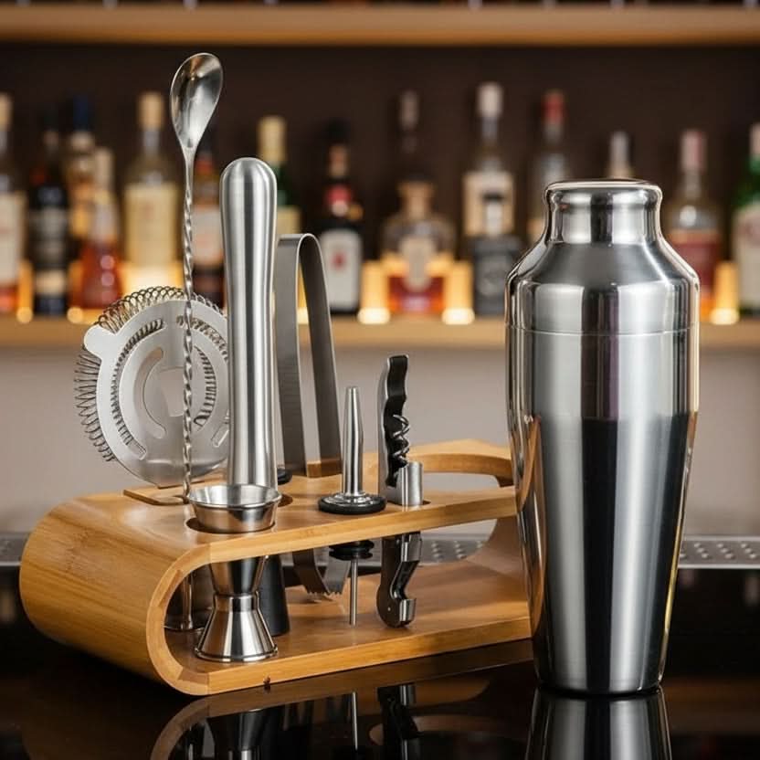 Cocktail Set Stainless Steel 10 Piece With Stand