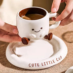 Coffee Cup & Saucer Hand-Painted Cartoon Face 250ml