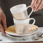 Coffee Cup & Saucer Set Ceramic Mirror-Effect Minimalist