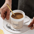 Coffee Cup & Saucer Set Ceramic Mirror-Effect Minimalist