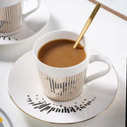 Coffee Cup & Saucer Set Ceramic Mirror-Effect Minimalist