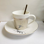 Coffee Cup & Saucer Set Ceramic Mirror-Effect Minimalist