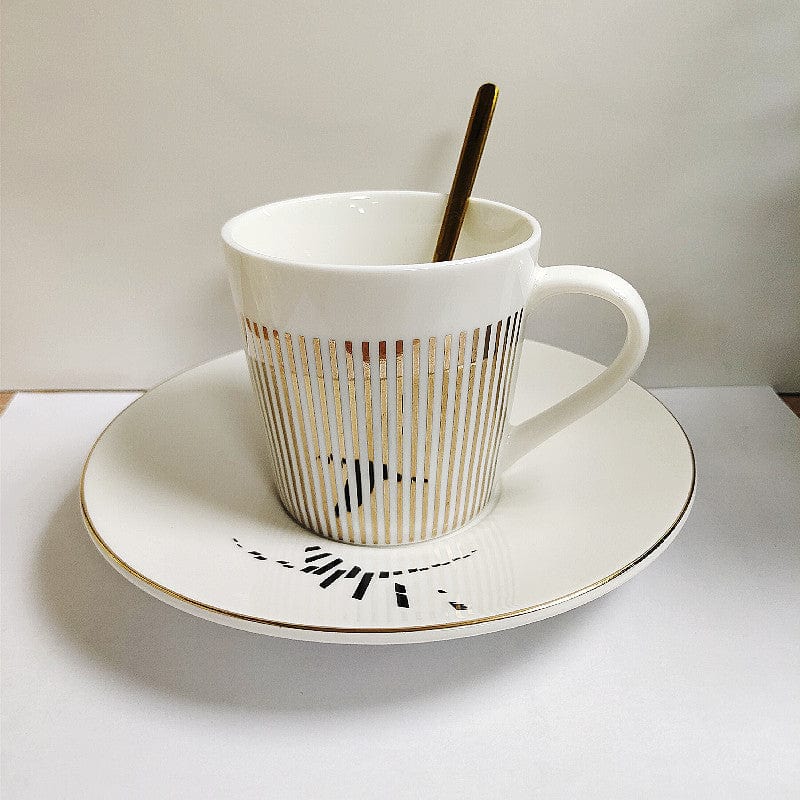 Coffee Cup & Saucer Set Ceramic Mirror-Effect Minimalist