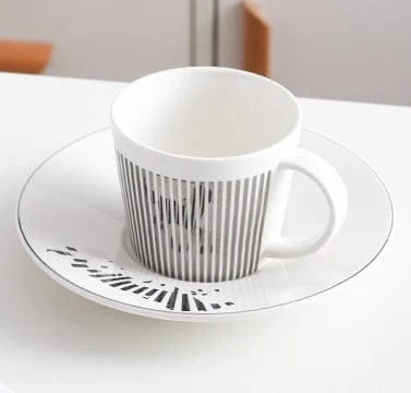 Coffee Cup & Saucer Set Ceramic Mirror-Effect Minimalist