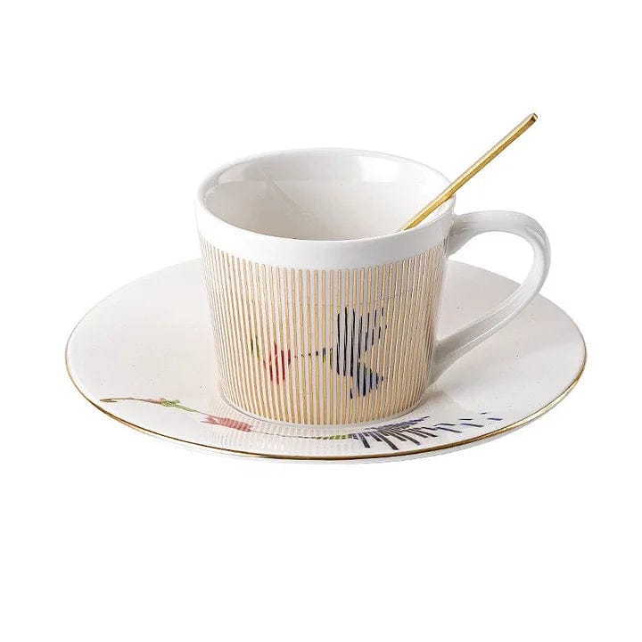 Coffee Cup & Saucer Set Ceramic Mirror-Effect Minimalist