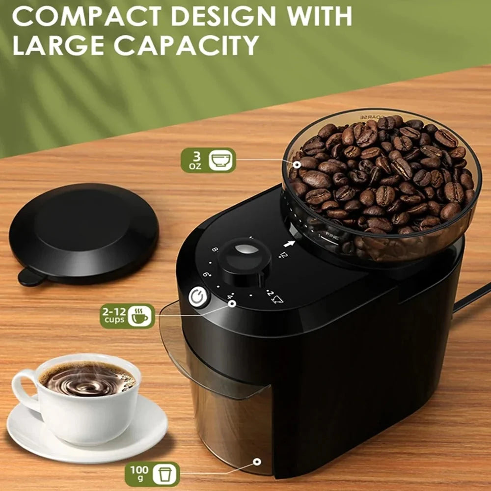 Coffee Grinder Burr 28 Settings Antistatic Container