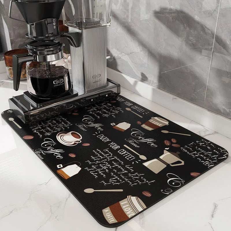 Coffee Machine Mat Absorbent Microfiber Non-Slip Rubber Backing