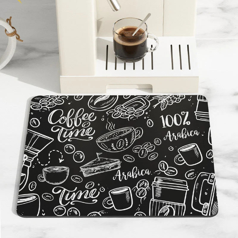 Coffee Machine Mat Absorbent Microfiber Non-Slip Rubber Backing