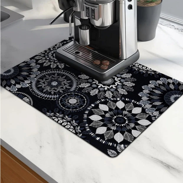 Coffee Machine Mat Absorbent Microfiber Non-Slip Rubber Backing