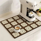 Coffee Mat Absorbent Non-Slip Retro Tile Design