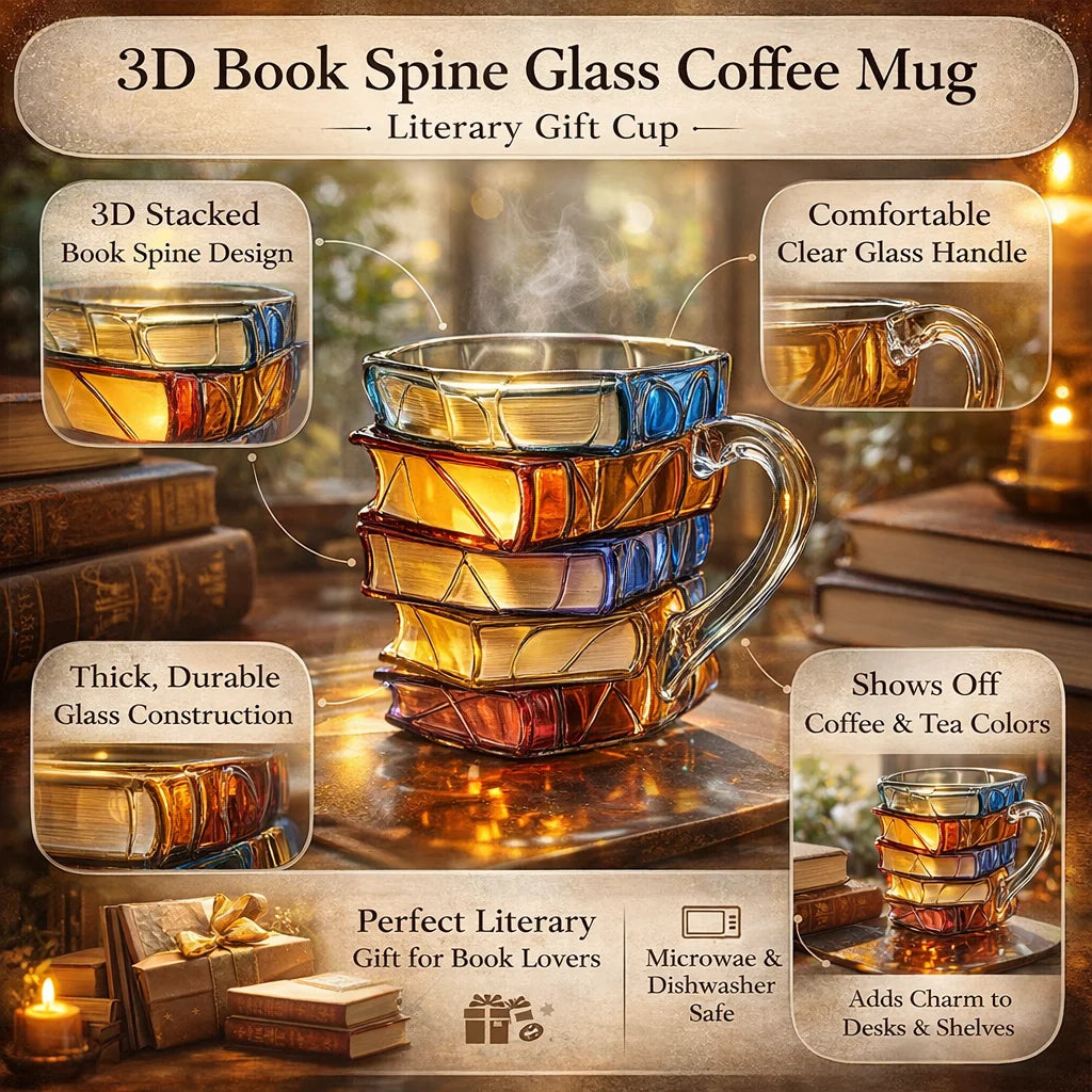 Coffee Mug 3D Book Spine Stainless Steel Lined