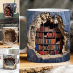 Coffee Mug Ceramic 3D Bookshelf Microwave & Dishwasher Safe