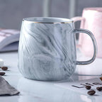 Coffee Mug Ceramic Marble Glaze & Gold Rim