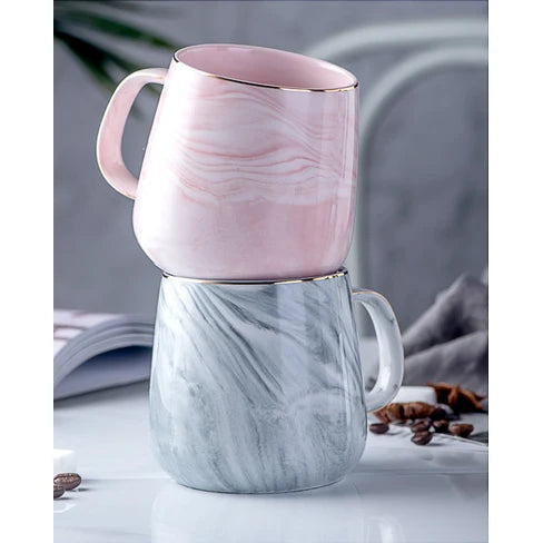 Coffee Mug Ceramic Marble Glaze & Gold Rim