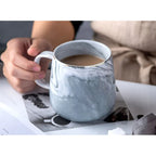 Coffee Mug Ceramic Marble Glaze & Gold Rim